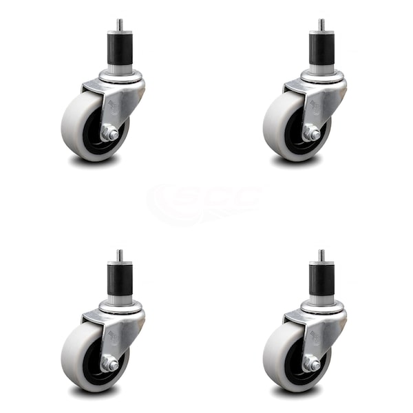 2 Inch Thermoplastic Rubber Wheel 1-7/8 Inch Expanding Stem Caster SCC, 4PK